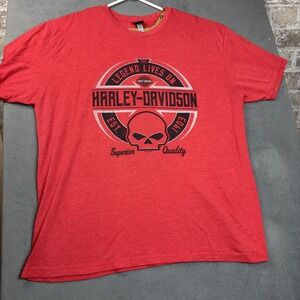 Harley-Davidson Shirt Mens 2XL Red Skull Graphic Corpus Christi Texas Tee Bike